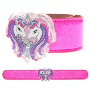 Unicorn Slap Bracelet with Glitter Shaker Charm