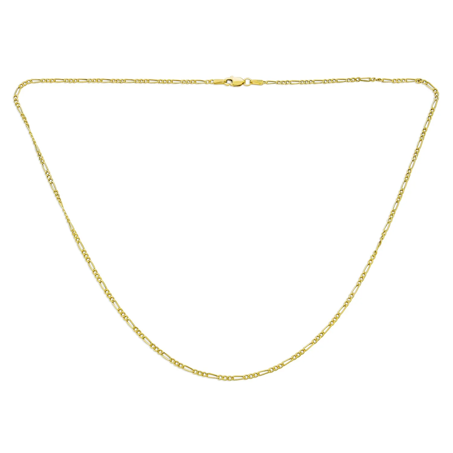 Unisex 14K Gold Figaro Chain Necklace Nickel-Free 1.8 MM Multiple Lengths