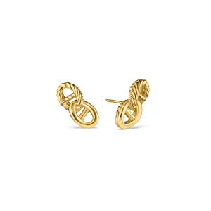 Vienna Double Link Stud Earrings in 18K