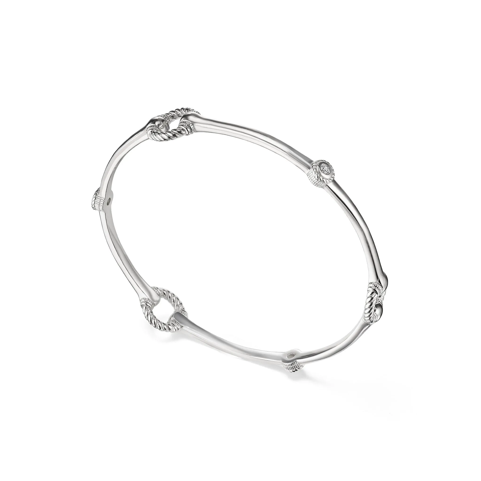 Vienna Stack Bangle Bracelet with Diamonds