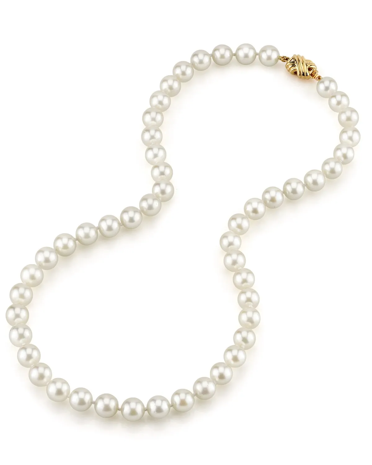 White Japanese Akoya Pearl Necklace, 8.0-8.5mm - AA  Quality