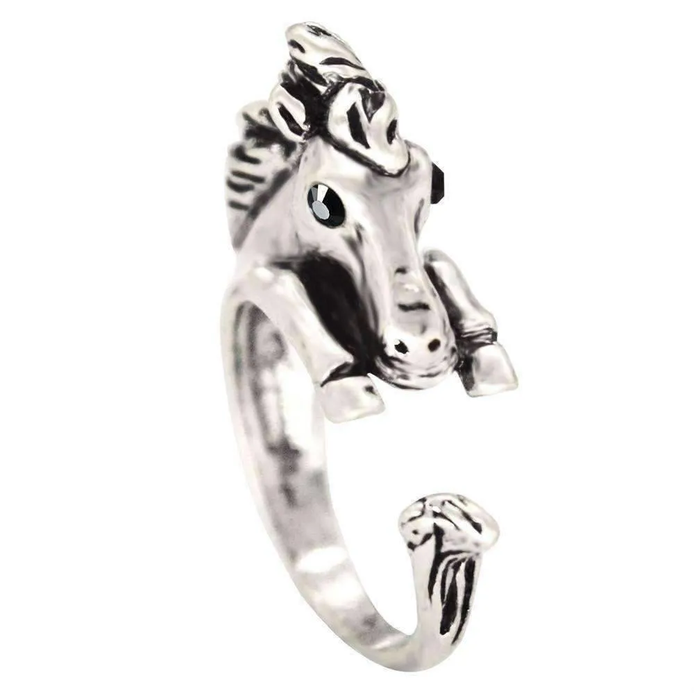 Wild West Horse Adjustable Adorable Animal Wrap Majestic Stallion Ring for Woman