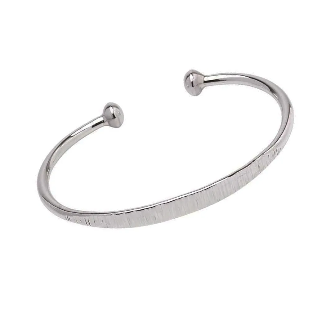 Women's Crushed Hammered 925 Sterling Silver Bangle | Unique Statement Torque Bracelet – Gift for Her