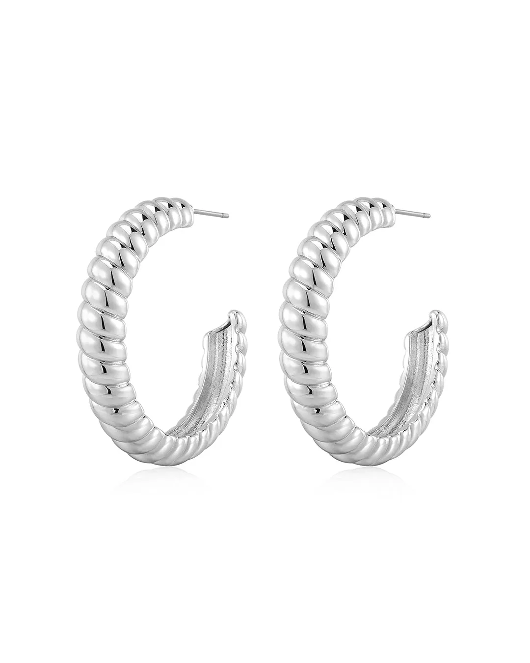 XL Ridged Hoops- Silver